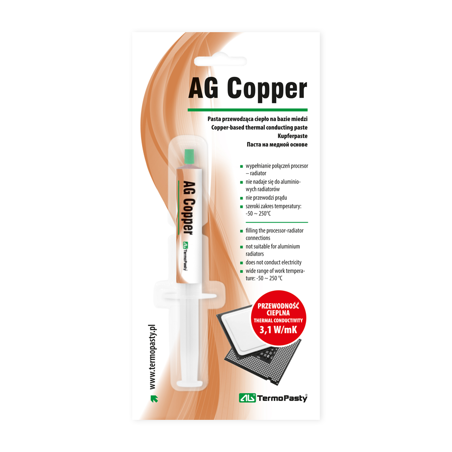 Strzykawka AG Copper o pojemności 1,5ml – pasta termoprzewodząca z miedzią.