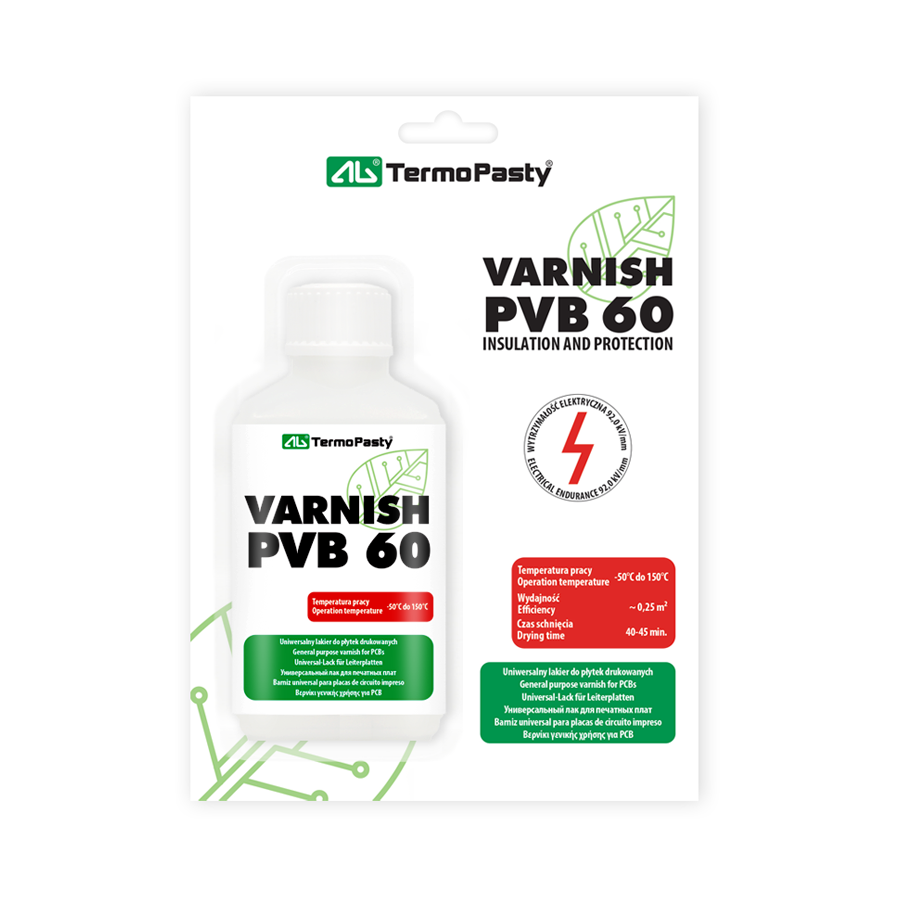 Odkryj Lakier PVB 60 - 50 ml: uniwersalny, szybkoschnący lakier do płytek drukowanych, zapewniający ochronę w ekstremalnych warunkach